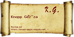 Knopp Géza névjegykártya