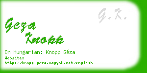 geza knopp business card